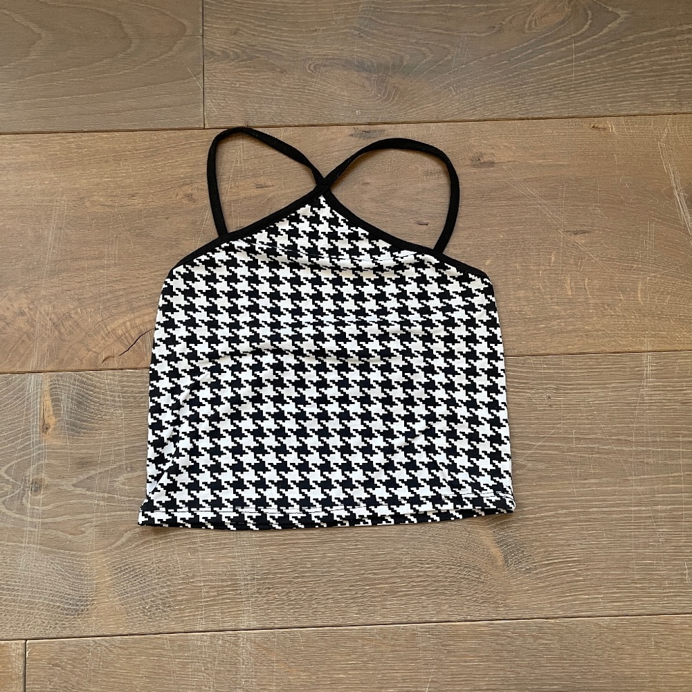 Halter Black and White Crop Top